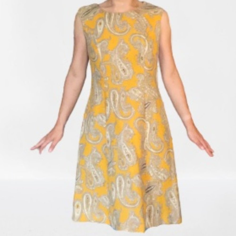 Vintage Yellow White Paisley Dress